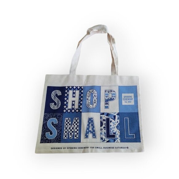 Opening Ceremony Shop Small White/Blue Cloth Tote Bag RARE - Picture 2 of 5